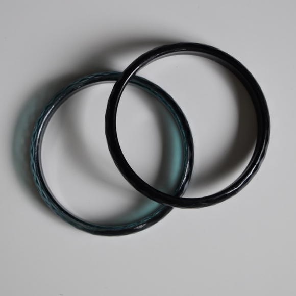 Translucent Plastic Teal and Black Matching Bangles (set of 2) - Picture 3 of 4